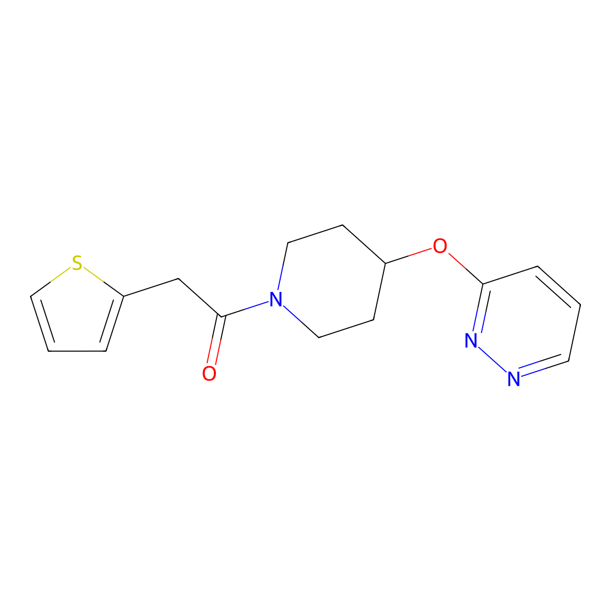 1-(4-(Pyridazin-3-yloxy)piperidin-1-yl)-2-(thiophen-2-yl)ethanone molecular structure, CAS 1797062-83-9
