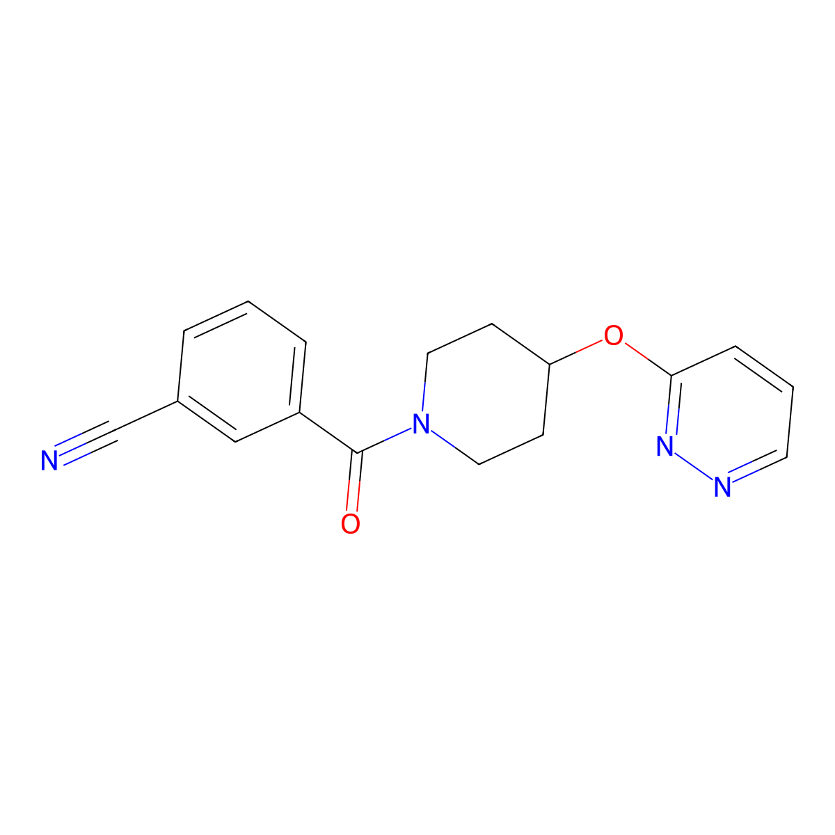 3-(4-(Pyridazin-3-yloxy)piperidine-1-carbonyl)benzonitrile molecular structure, CAS 1797063-13-8