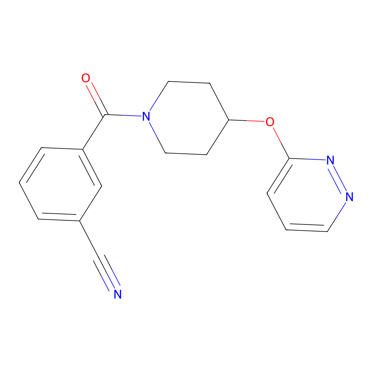 3-(4-(Pyridazin-3-yloxy)piperidine-1-carbonyl)benzonitrile molecular structure, CAS 1797063-13-8