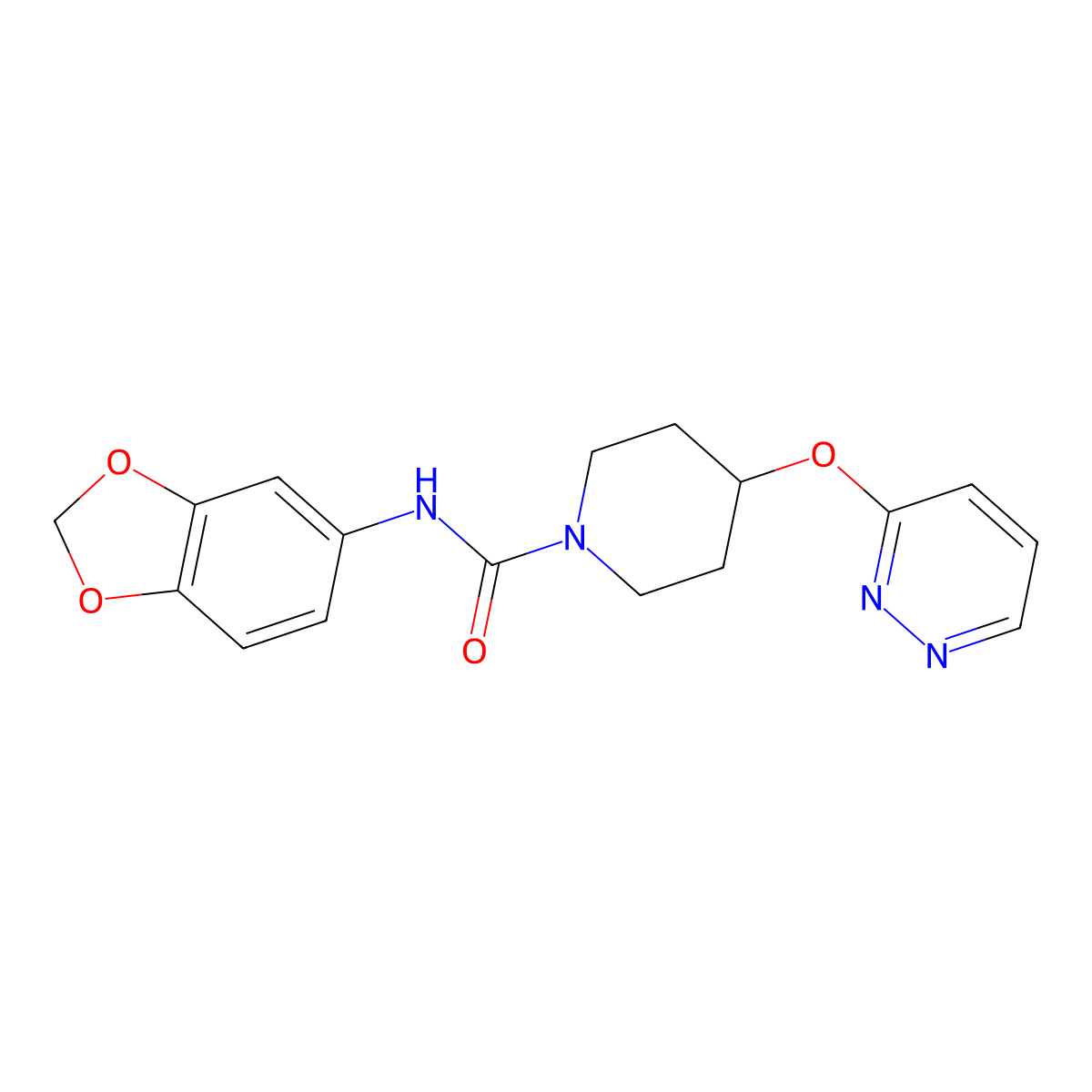 N-(benzo[d][1,3]dioxol-5-yl)-4-(pyridazin-3-yloxy)piperidine-1-carboxamide molecular structure, CAS 1797063-23-0