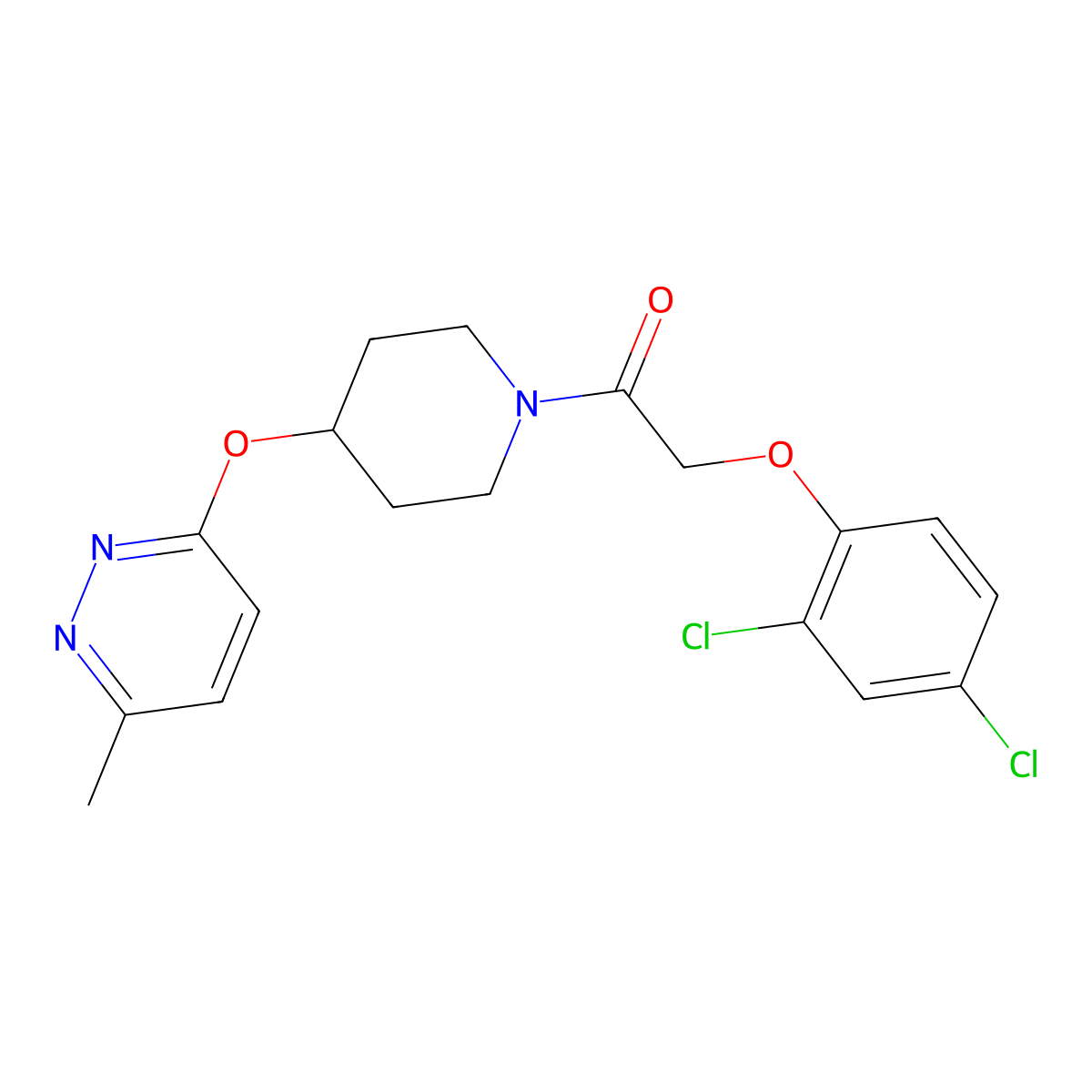 2-(2,4-Dichlorophenoxy)-1-(4-((6-methylpyridazin-3-yl)oxy)piperidin-1-yl)ethanone molecular structure, CAS 1797063-44-5