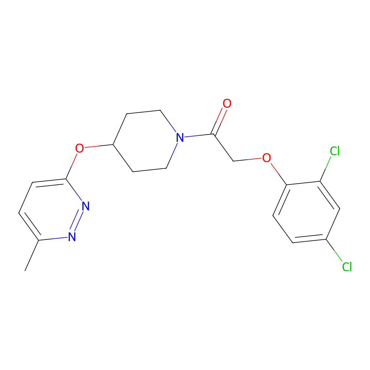 2-(2,4-Dichlorophenoxy)-1-(4-((6-methylpyridazin-3-yl)oxy)piperidin-1-yl)ethanone molecular structure, CAS 1797063-44-5