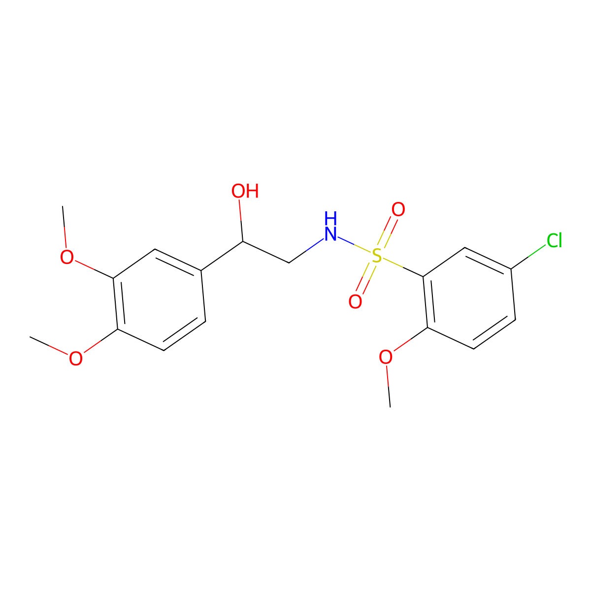 5-chloro-N-(2-(3,4-dimethoxyphenyl)-2-hydroxyethyl)-2-methoxybenzenesulfonamide molecular structure, CAS 1797063-66-1