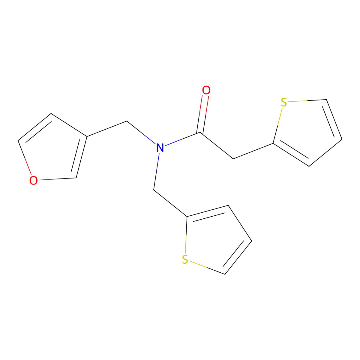 N-(furan-3-ylmethyl)-2-(thiophen-2-yl)-N-(thiophen-2-ylmethyl)acetamide molecular structure, CAS 1797063-71-8
