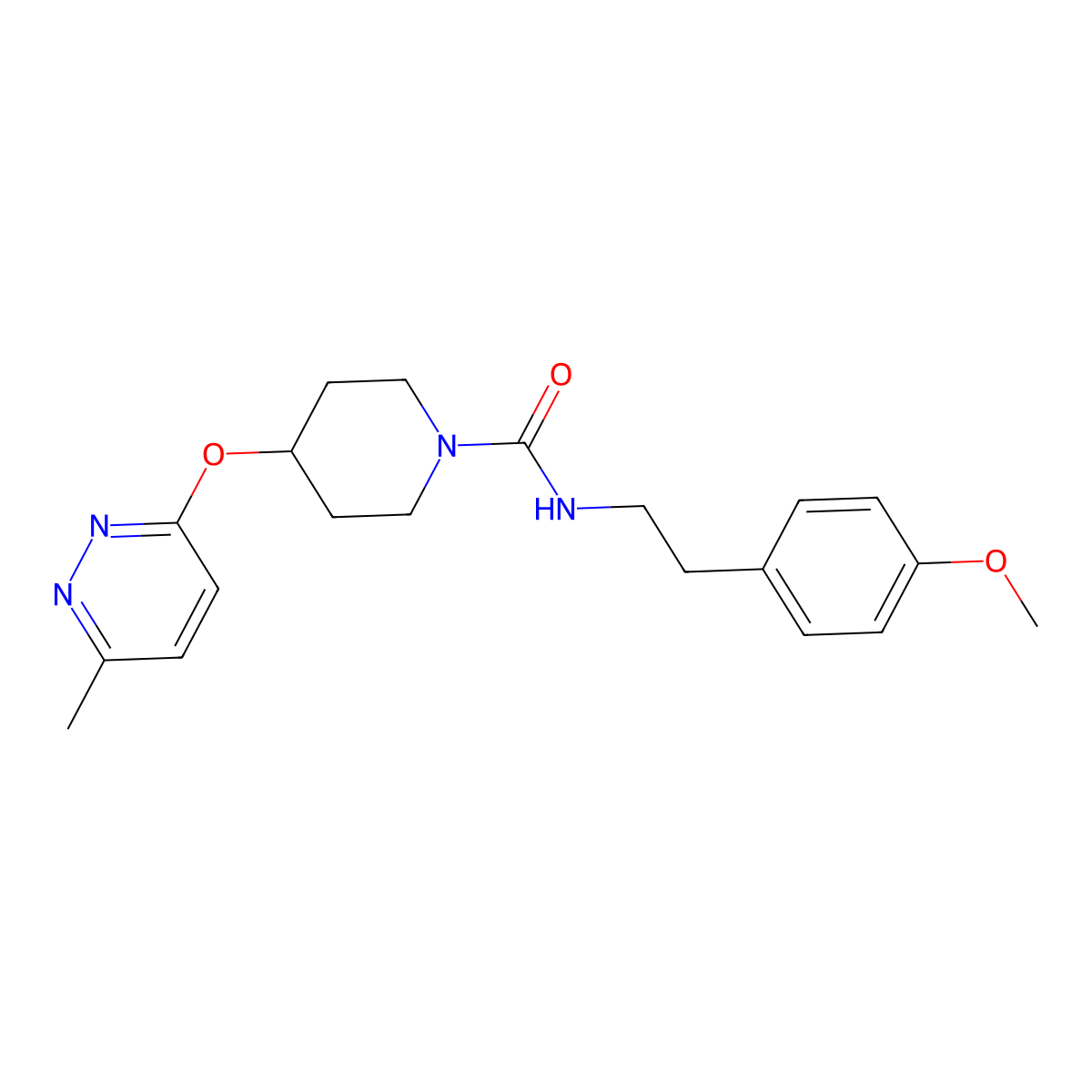 N-(4-methoxyphenethyl)-4-((6-methylpyridazin-3-yl)oxy)piperidine-1-carboxamide molecular structure, CAS 1797063-82-1