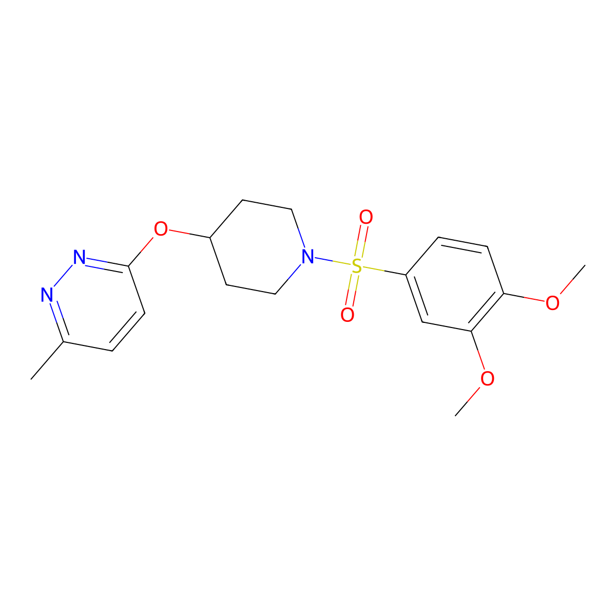 3-((1-((3,4-Dimethoxyphenyl)sulfonyl)piperidin-4-yl)oxy)-6-methylpyridazine molecular structure, CAS 1797063-88-7