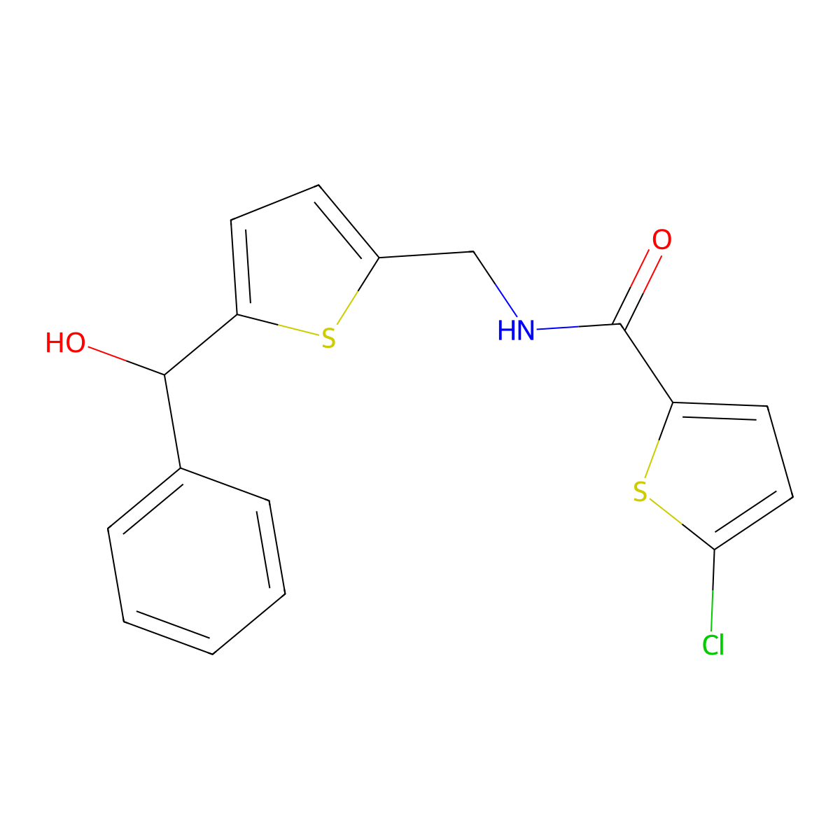 5-chloro-N-((5-(hydroxy(phenyl)methyl)thiophen-2-yl)methyl)thiophene-2-carboxamide molecular structure, CAS 1797063-97-8