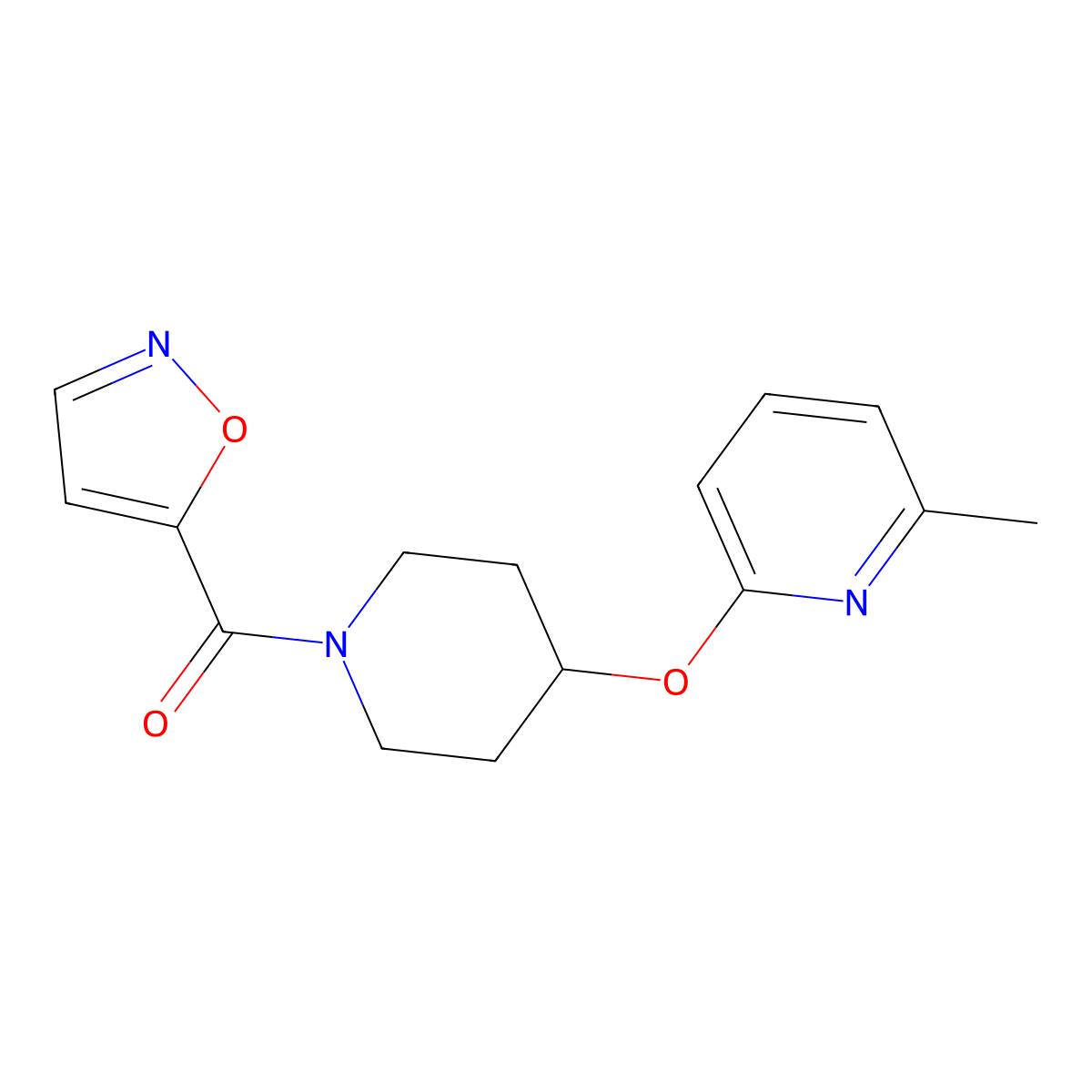 Isoxazol-5-yl(4-((6-methylpyridin-2-yl)oxy)piperidin-1-yl)methanone molecular structure, CAS 1797066-82-0