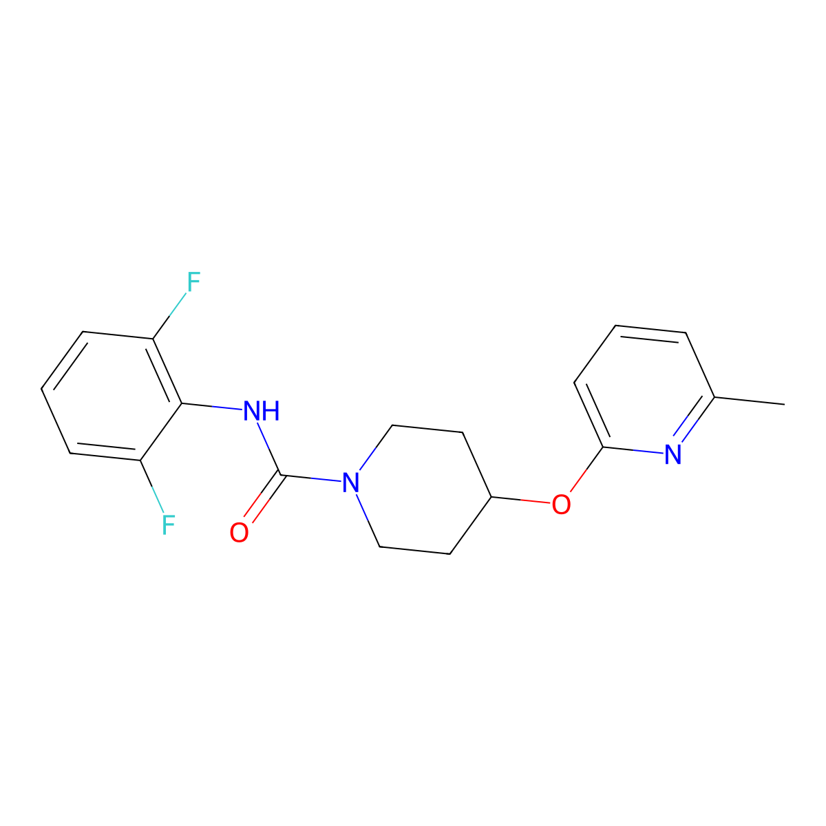 N-(2,6-difluorophenyl)-4-((6-methylpyridin-2-yl)oxy)piperidine-1-carboxamide molecular structure, CAS 1797066-95-5