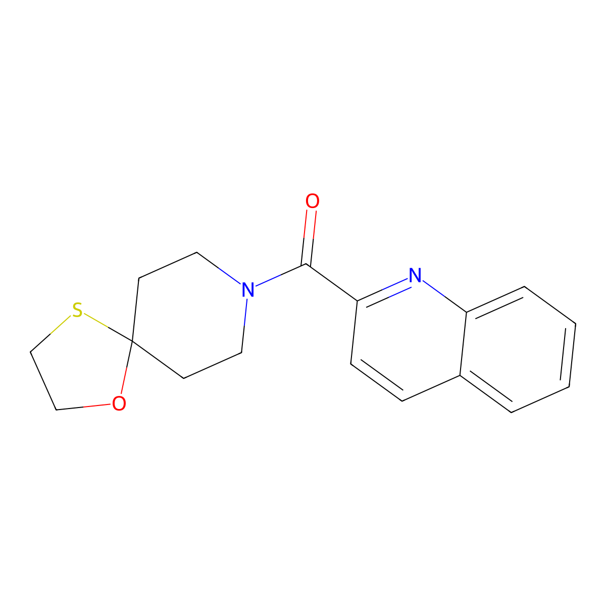 Quinolin-2-yl(1-oxa-4-thia-8-azaspiro[4.5]decan-8-yl)methanone molecular structure, CAS 1797067-76-5