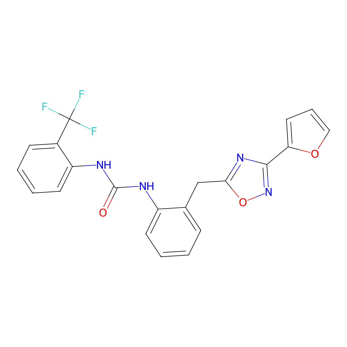 1-(2-((3-(Furan-2-yl)-1,2,4-oxadiazol-5-yl)methyl)phenyl)-3-(2-(trifluoromethyl)phenyl)urea molecular structure, CAS 1797068-61-1