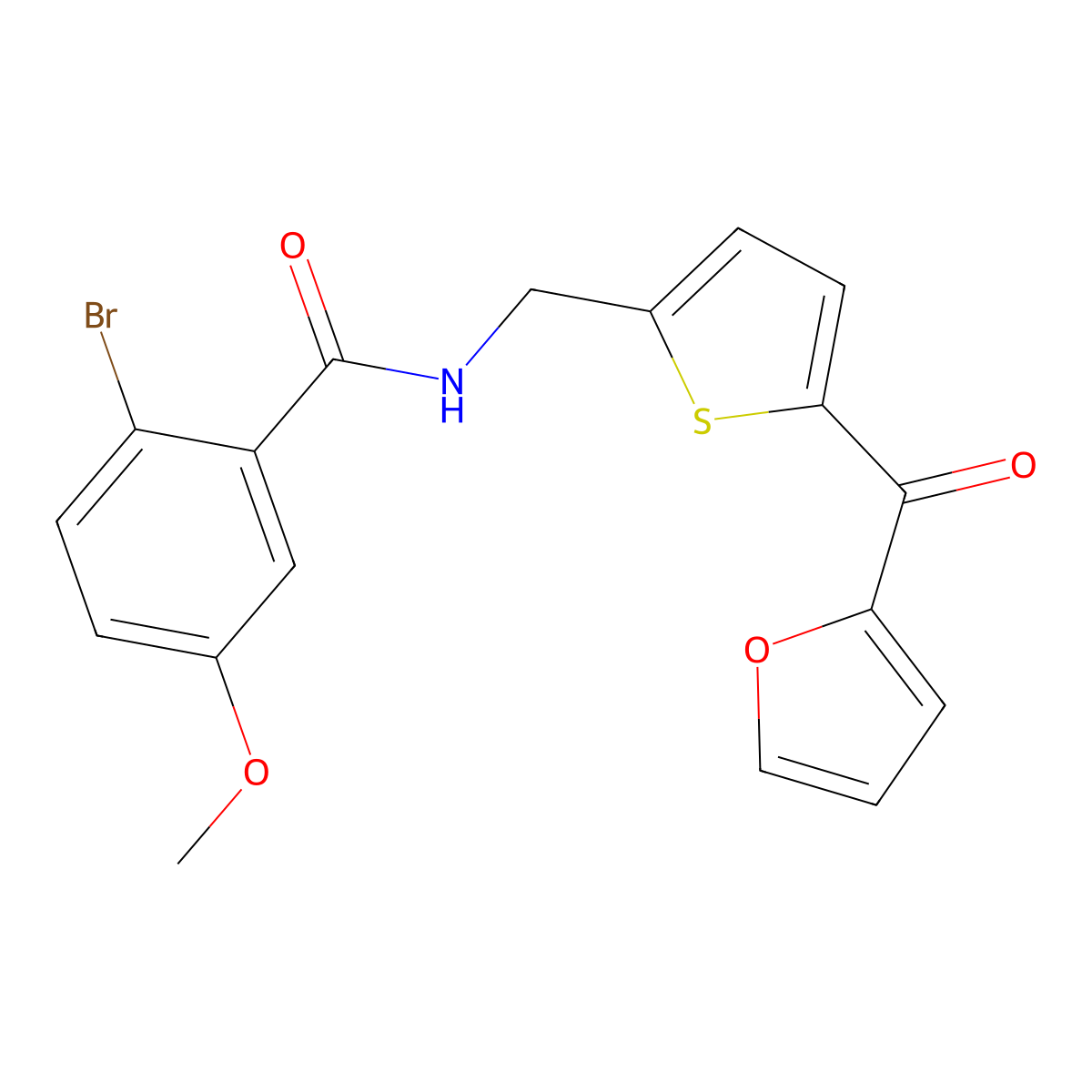 2-bromo-N-((5-(furan-2-carbonyl)thiophen-2-yl)methyl)-5-methoxybenzamide molecular structure, CAS 1797069-54-5