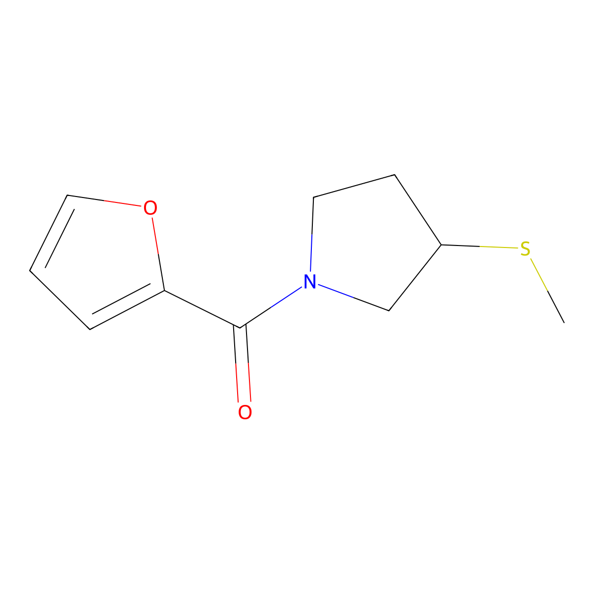 Furan-2-yl(3-(methylthio)pyrrolidin-1-yl)methanone molecular structure, CAS 1797072-86-6