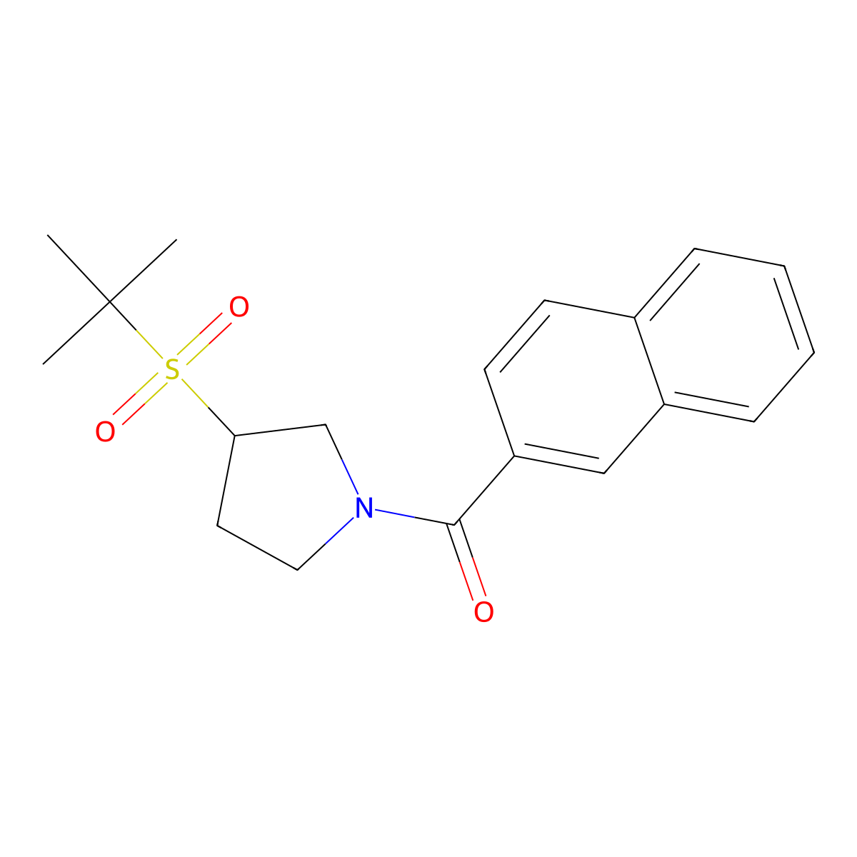 (3-(Tert-butylsulfonyl)pyrrolidin-1-yl)(naphthalen-2-yl)methanone molecular structure, CAS 1797073-26-7