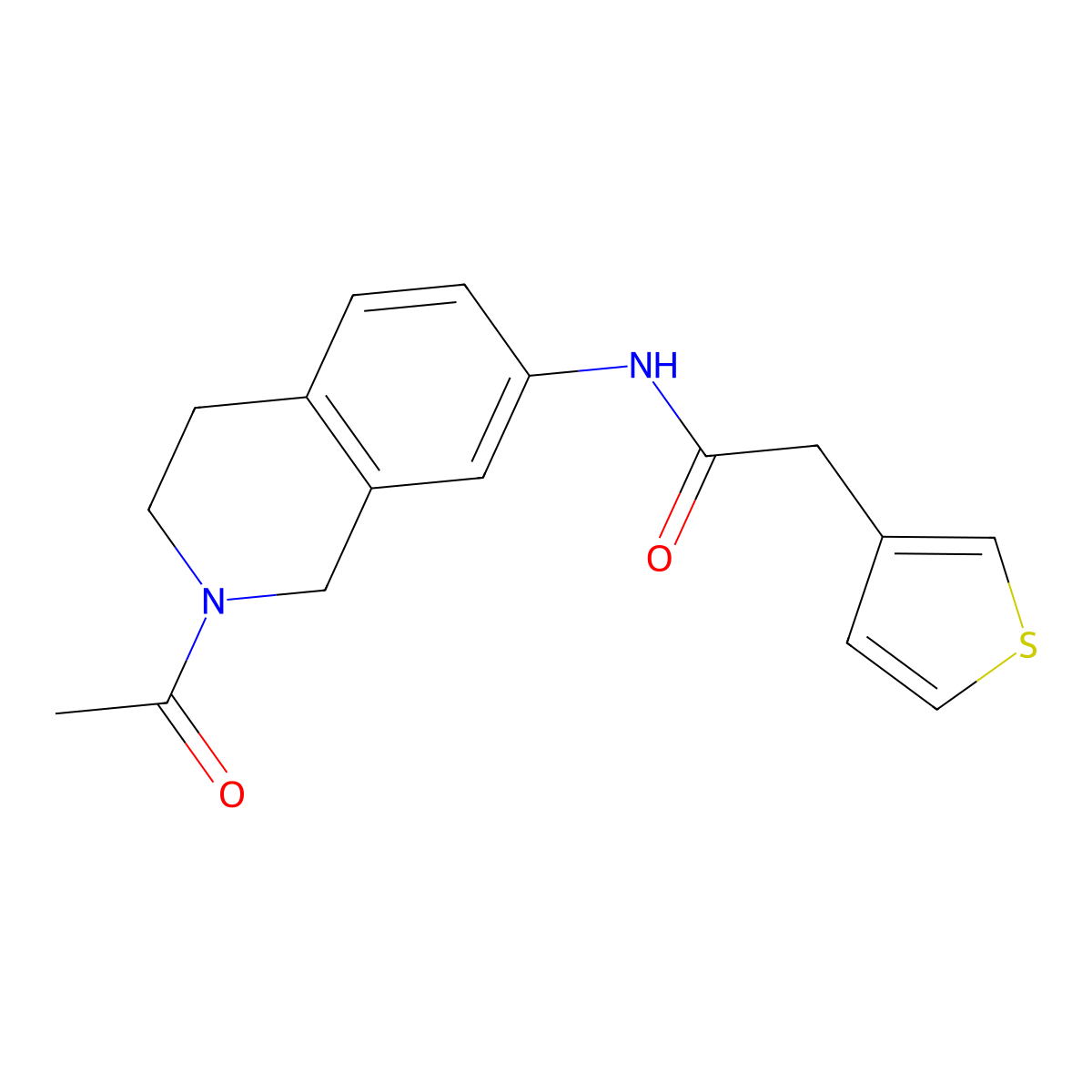 N-(2-acetyl-1,2,3,4-tetrahydroisoquinolin-7-yl)-2-(thiophen-3-yl)acetamide molecular structure, CAS 1797073-40-5