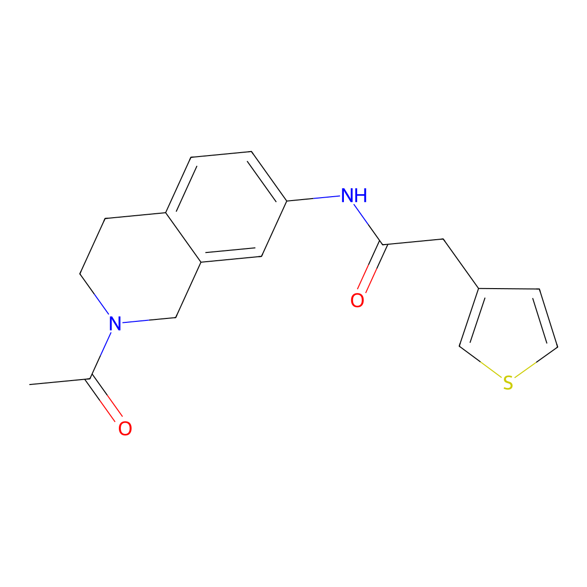 N-(2-acetyl-1,2,3,4-tetrahydroisoquinolin-7-yl)-2-(thiophen-3-yl)acetamide molecular structure, CAS 1797073-40-5