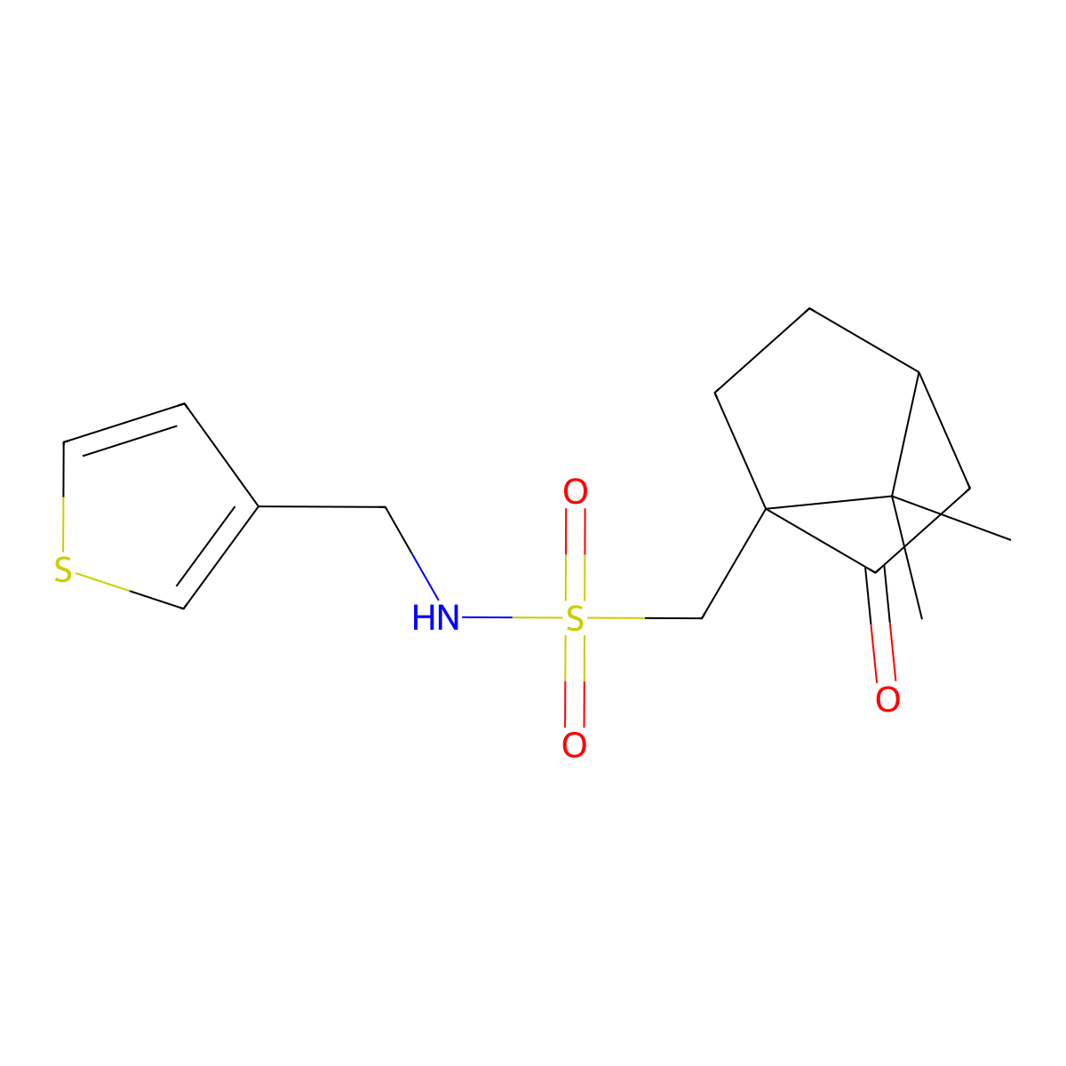 1-(7,7-dimethyl-2-oxobicyclo[2.2.1]heptan-1-yl)-N-(thiophen-3-ylmethyl)methanesulfonamide molecular structure, CAS 1797073-52-9