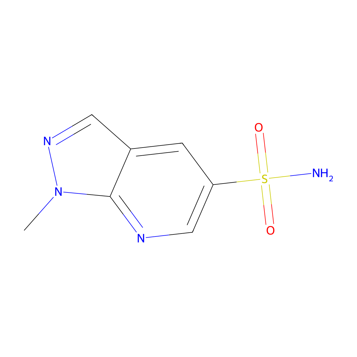 1-methyl-1H-pyrazolo(3,4-b)pyridine-5-sulfonamide molecular structure, CAS 1797073-53-0