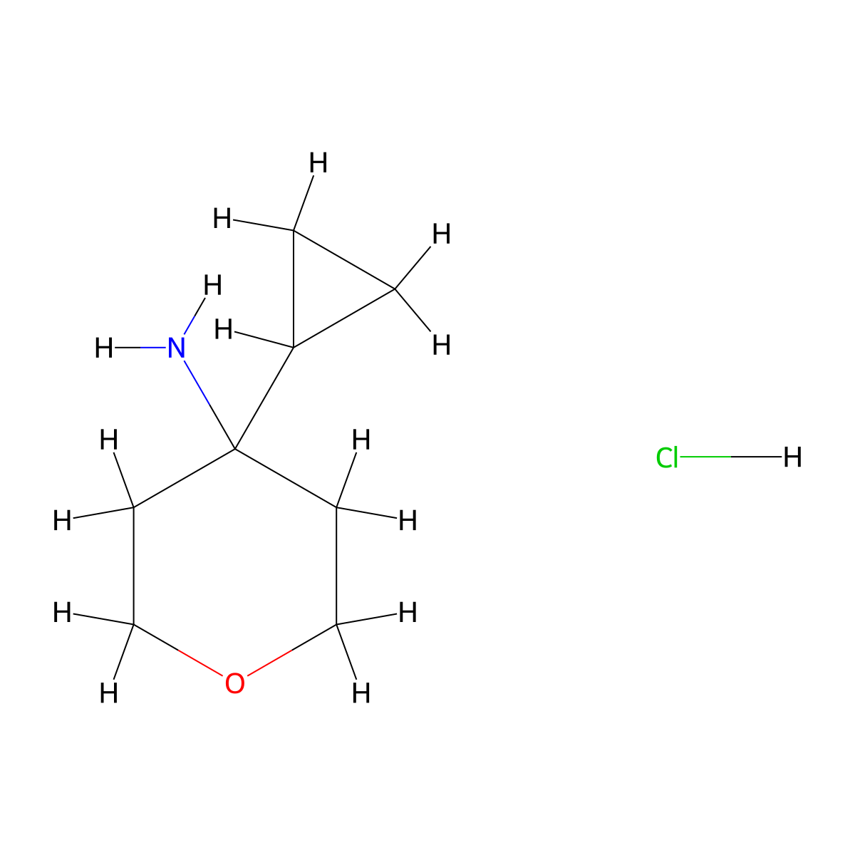 4-Cyclopropyloxan-4-amine hydrochloride molecular structure, CAS 1797074-36-2
