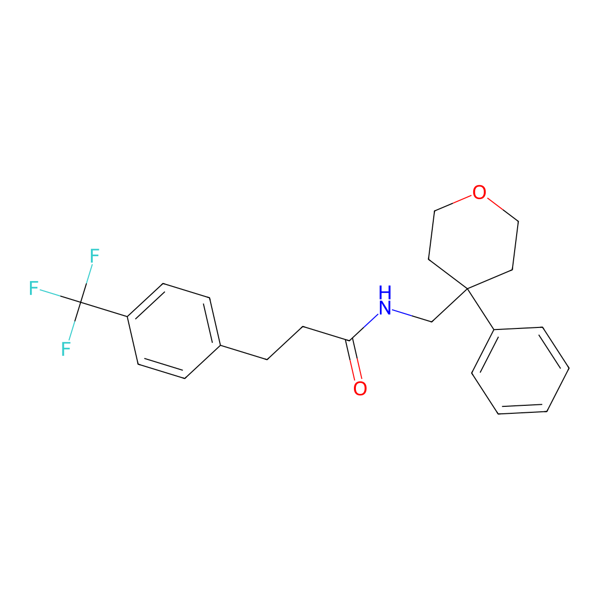N-[(4-Phenyloxan-4-YL)methyl]-3-[4-(trifluoromethyl)phenyl]propanamide molecular structure, CAS 1797075-45-6