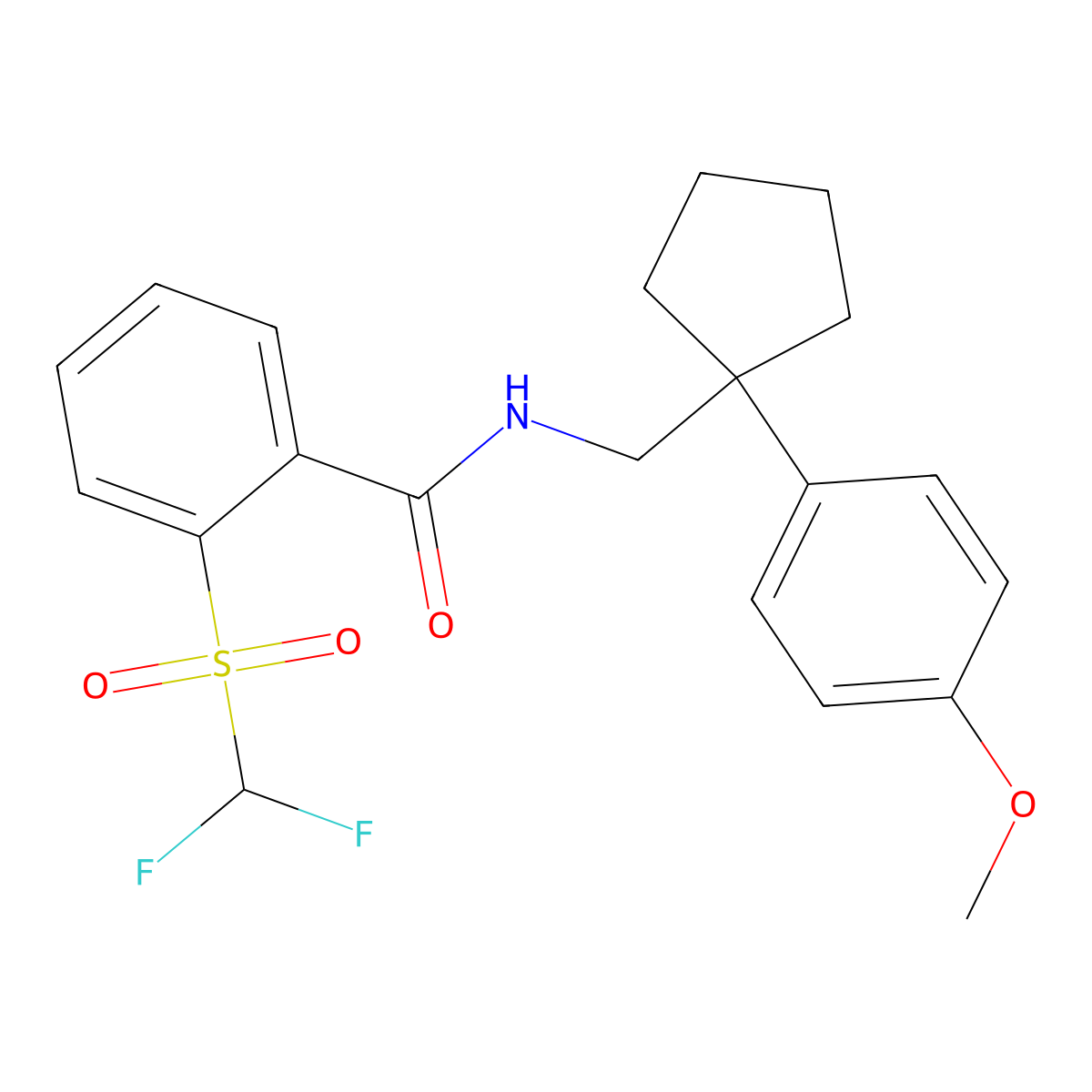 2-((difluoromethyl)sulfonyl)-N-((1-(4-methoxyphenyl)cyclopentyl)methyl)benzamide molecular structure, CAS 1797075-70-7