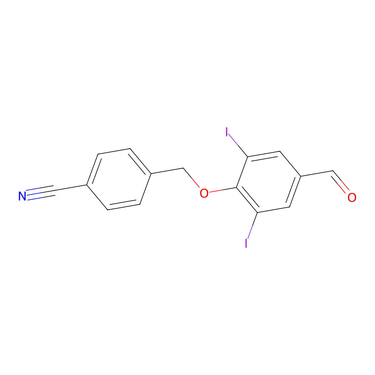4-[(4-Formyl-2,6-diiodophenoxy)methyl]benzonitrile molecular structure, CAS 1797075-75-2