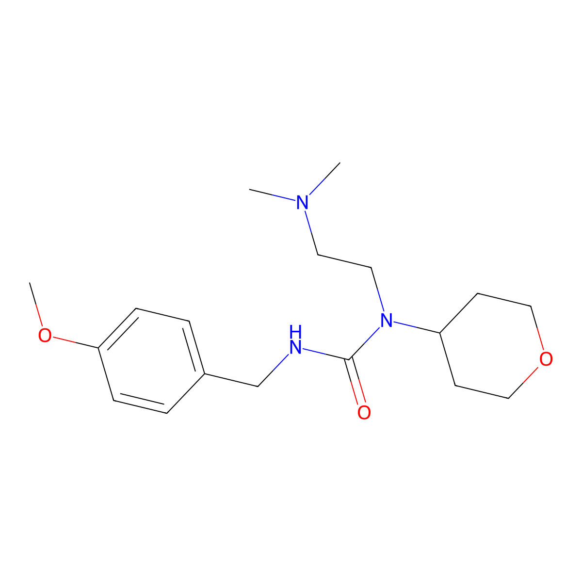 1-(2-(dimethylamino)ethyl)-3-(4-methoxybenzyl)-1-(tetrahydro-2H-pyran-4-yl)urea molecular structure, CAS 1797076-09-5