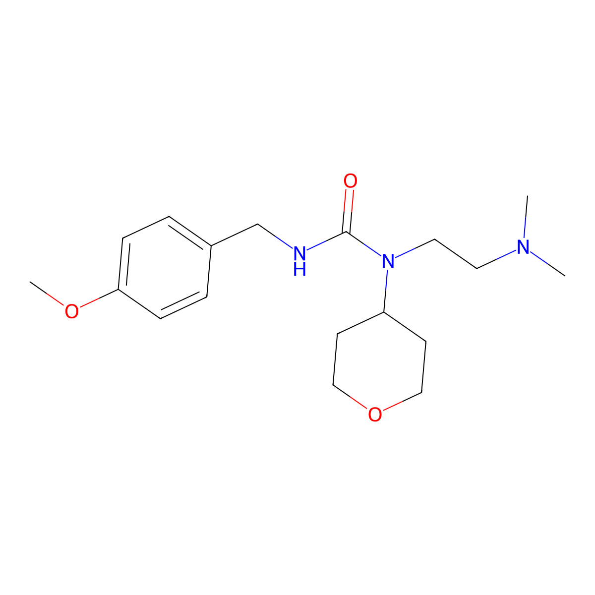 1-(2-(dimethylamino)ethyl)-3-(4-methoxybenzyl)-1-(tetrahydro-2H-pyran-4-yl)urea molecular structure, CAS 1797076-09-5