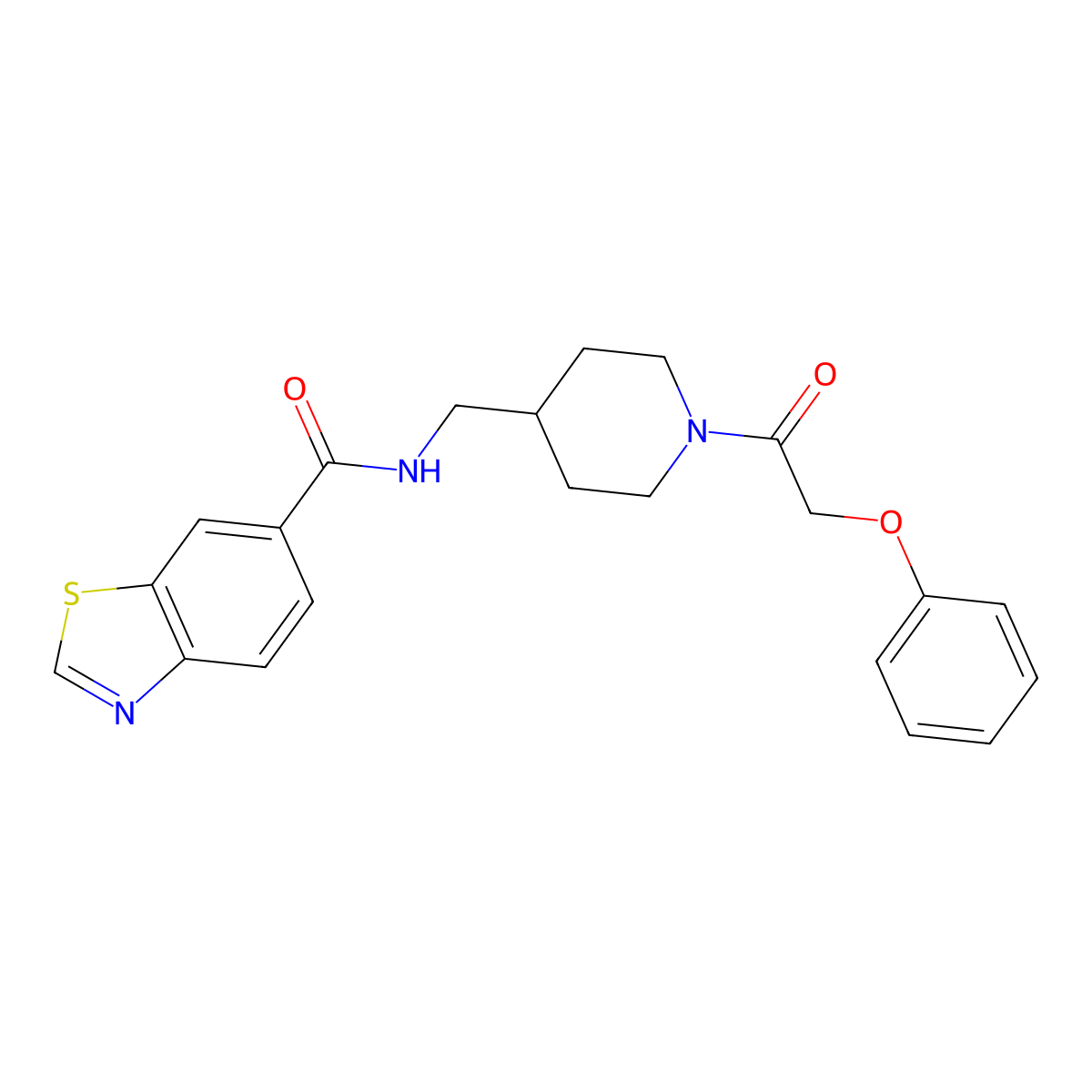 N-((1-(2-phenoxyacetyl)piperidin-4-yl)methyl)benzo[d]thiazole-6-carboxamide molecular structure, CAS 1797076-28-8
