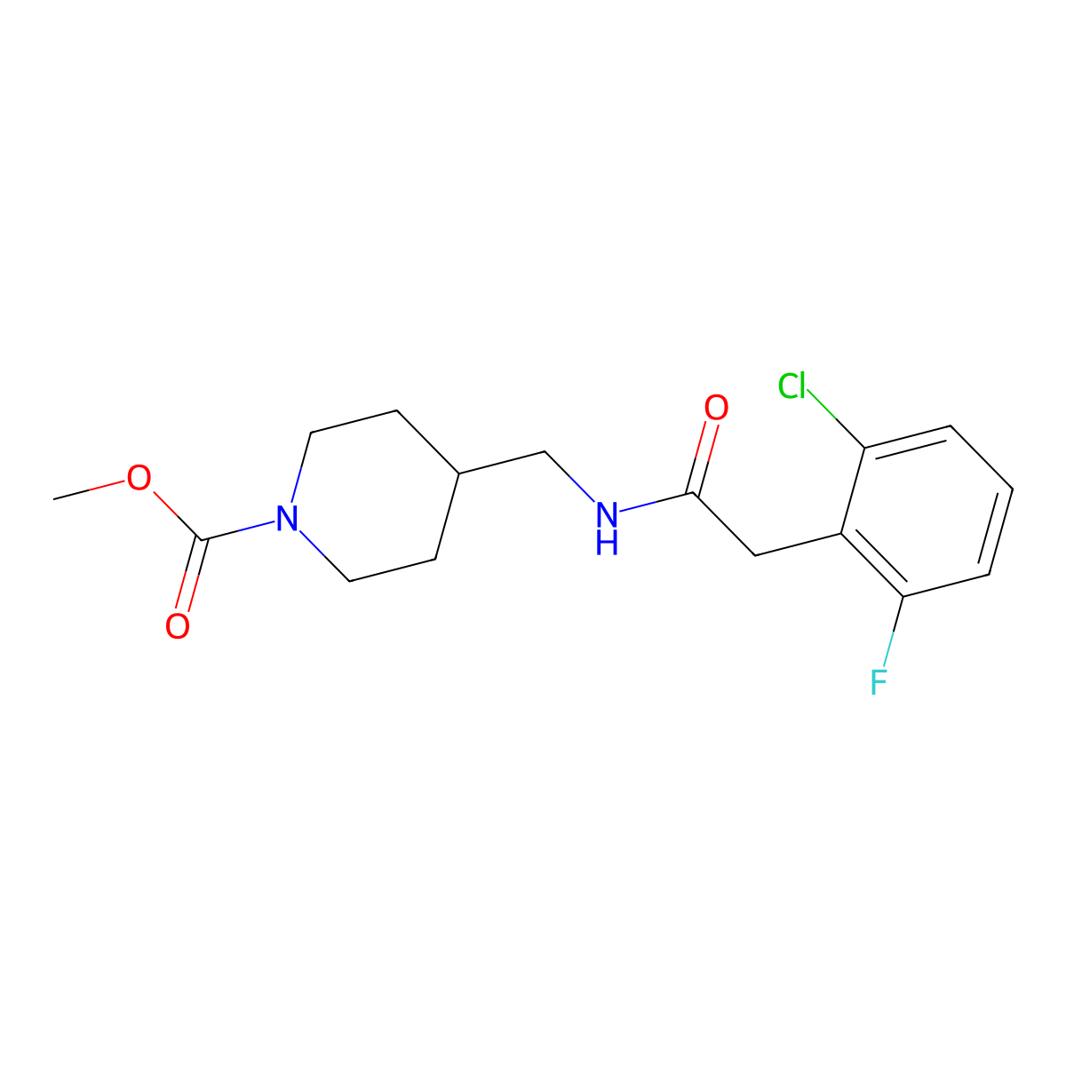 Methyl 4-{[2-(2-chloro-6-fluorophenyl)acetamido]methyl}piperidine-1-carboxylate molecular structure, CAS 1797076-35-7