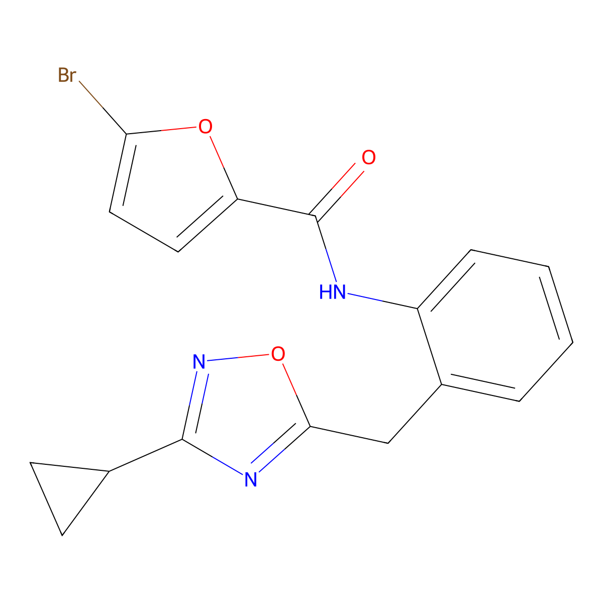 5-bromo-N-(2-((3-cyclopropyl-1,2,4-oxadiazol-5-yl)methyl)phenyl)furan-2-carboxamide molecular structure, CAS 1797076-48-2