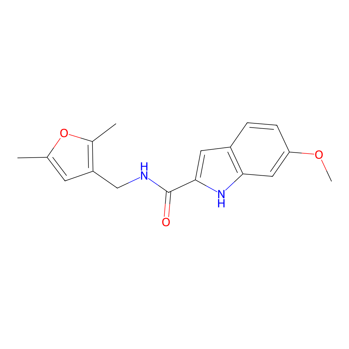 N-[(2,5-Dimethylfuran-3-YL)methyl]-6-methoxy-1H-indole-2-carboxamide molecular structure, CAS 1797076-76-6