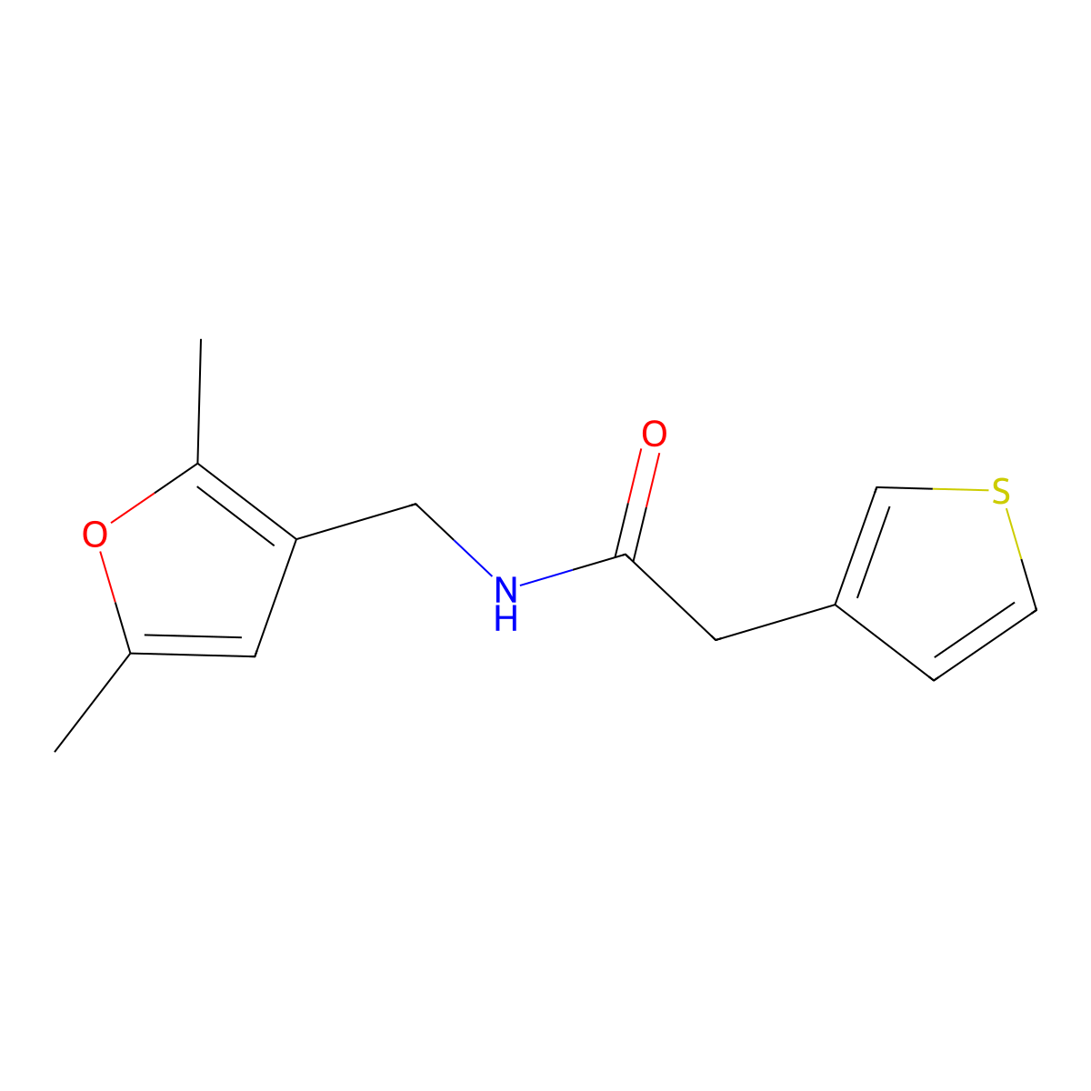 N-((2,5-dimethylfuran-3-yl)methyl)-2-(thiophen-3-yl)acetamide molecular structure, CAS 1797076-83-5