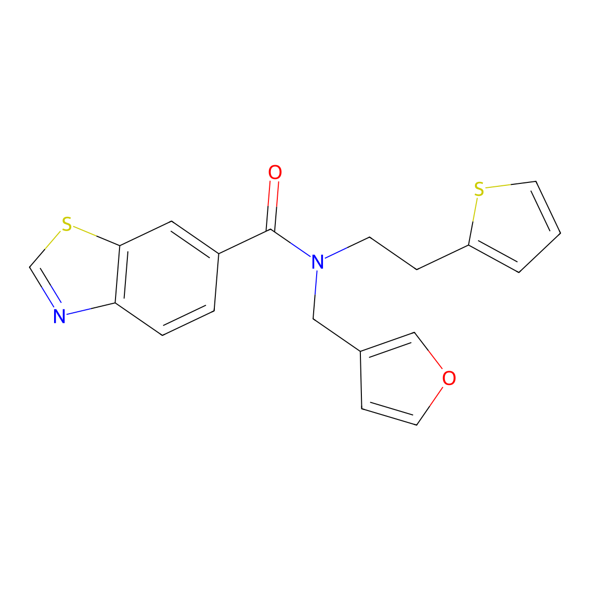 N-(furan-3-ylmethyl)-N-(2-(thiophen-2-yl)ethyl)benzo[d]thiazole-6-carboxamide molecular structure, CAS 1797077-11-2