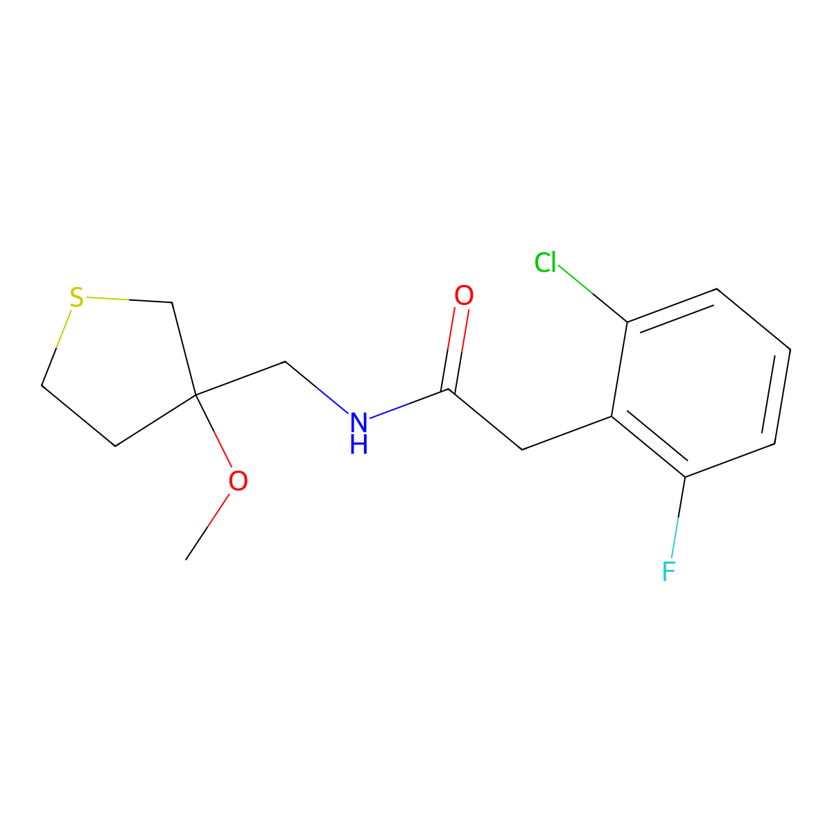2-(2-Chloro-6-fluorophenyl)-N-[(3-methoxythiolan-3-yl)methyl]acetamide molecular structure, CAS 1797077-15-6