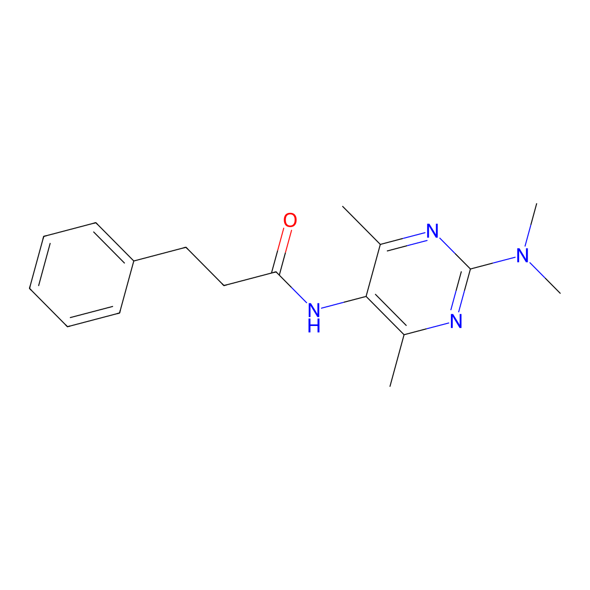 N-[2-(Dimethylamino)-4,6-dimethylpyrimidin-5-YL]-3-phenylpropanamide molecular structure, CAS 1797077-28-1