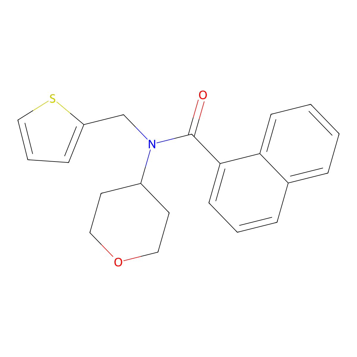 N-(oxan-4-yl)-N-[(thiophen-2-yl)methyl]naphthalene-1-carboxamide molecular structure, CAS 1797077-42-9