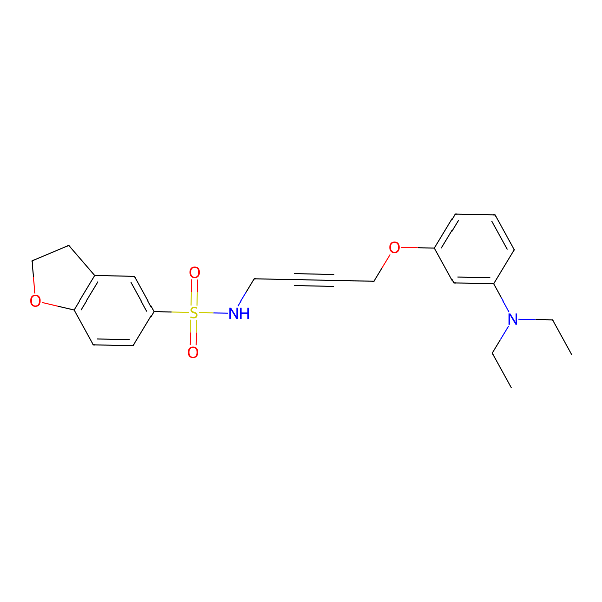 N-(4-(3-(diethylamino)phenoxy)but-2-yn-1-yl)-2,3-dihydrobenzofuran-5-sulfonamide molecular structure, CAS 1797077-68-9