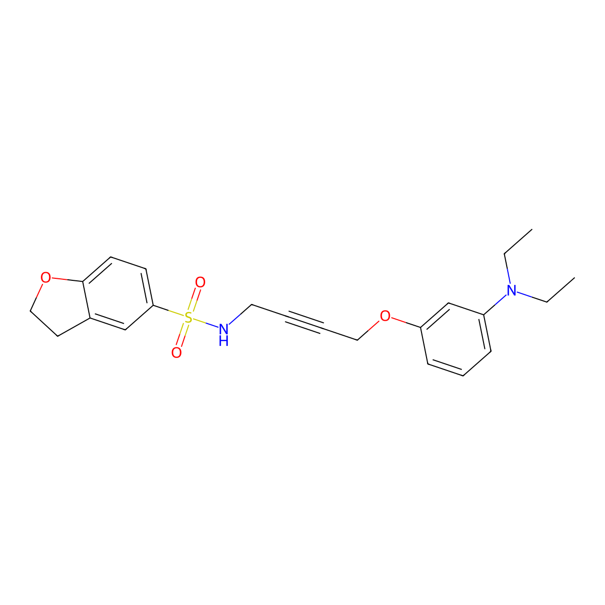 N-(4-(3-(diethylamino)phenoxy)but-2-yn-1-yl)-2,3-dihydrobenzofuran-5-sulfonamide molecular structure, CAS 1797077-68-9