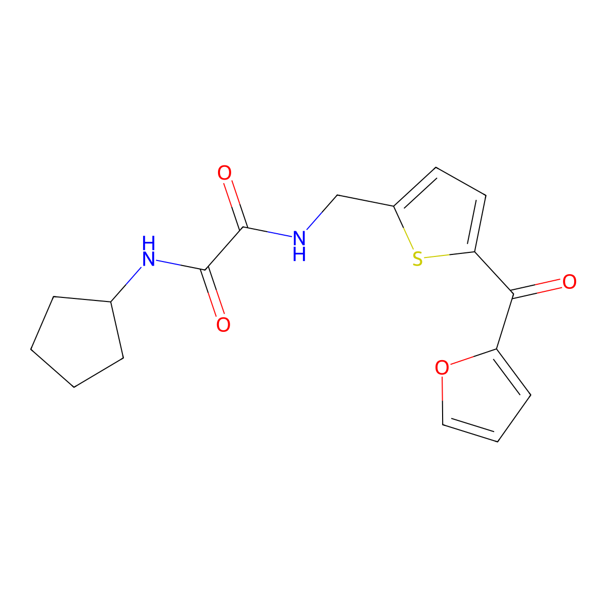 N1-cyclopentyl-N2-((5-(furan-2-carbonyl)thiophen-2-yl)methyl)oxalamide molecular structure, CAS 1797078-18-2