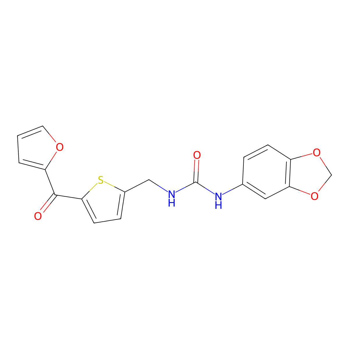 1-(Benzo[d][1,3]dioxol-5-yl)-3-((5-(furan-2-carbonyl)thiophen-2-yl)methyl)urea molecular structure, CAS 1797078-25-1