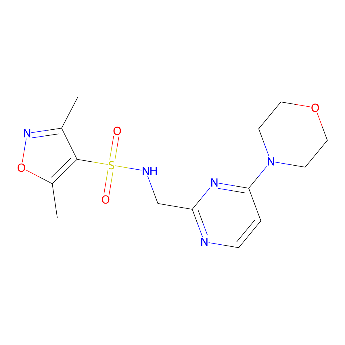 3,5-dimethyl-N-((4-morpholinopyrimidin-2-yl)methyl)isoxazole-4-sulfonamide molecular structure, CAS 1797078-26-2