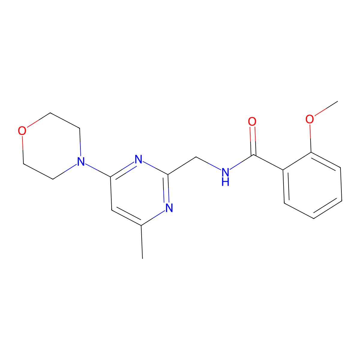 2-methoxy-N-((4-methyl-6-morpholinopyrimidin-2-yl)methyl)benzamide molecular structure, CAS 1797078-33-1