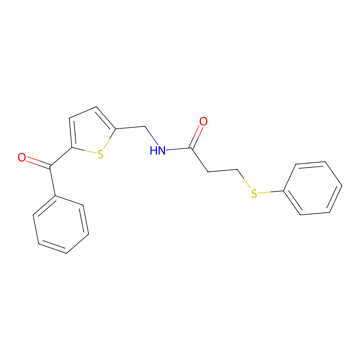 N-((5-benzoylthiophen-2-yl)methyl)-3-(phenylthio)propanamide molecular structure, CAS 1797078-49-9