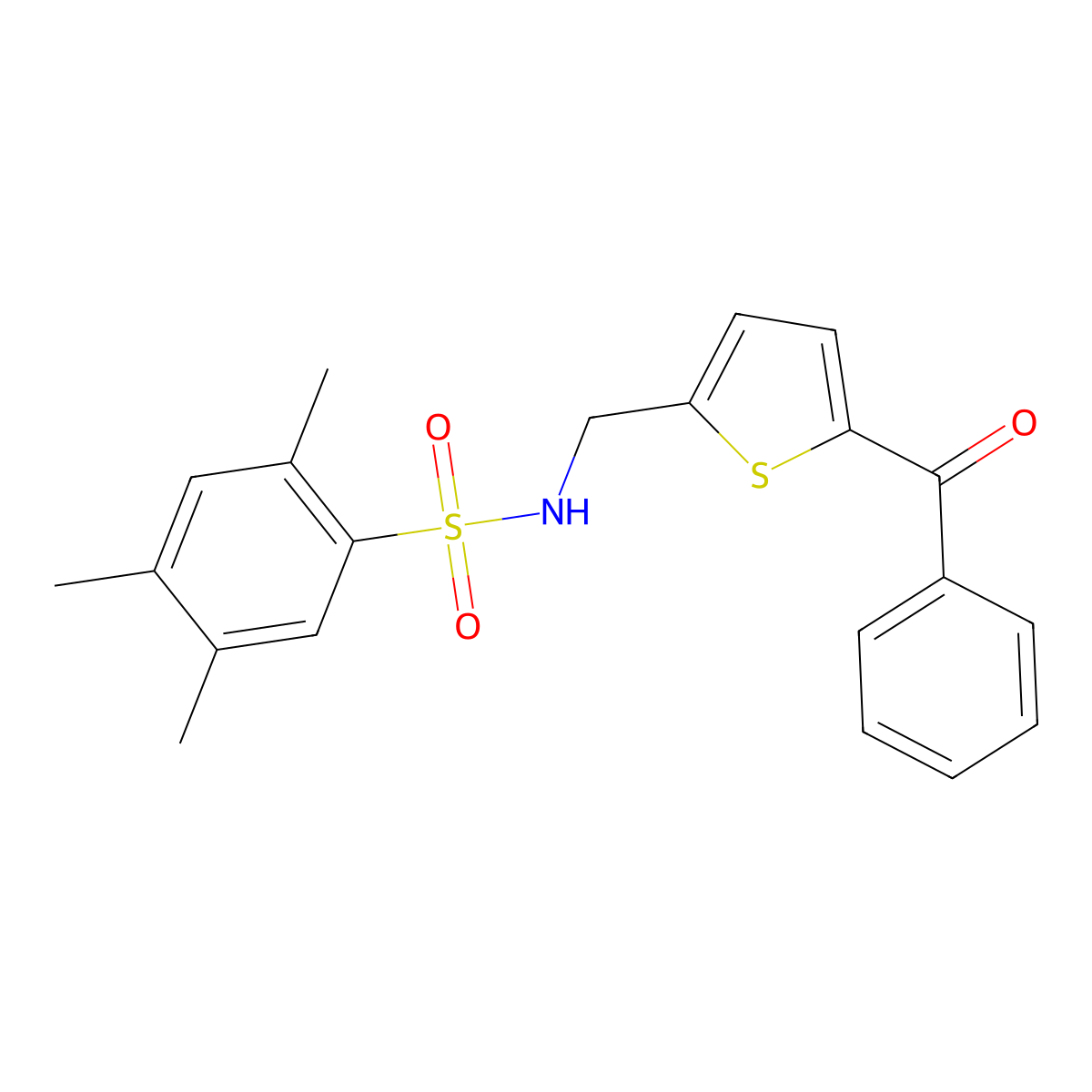 N-((5-benzoylthiophen-2-yl)methyl)-2,4,5-trimethylbenzenesulfonamide molecular structure, CAS 1797078-60-4