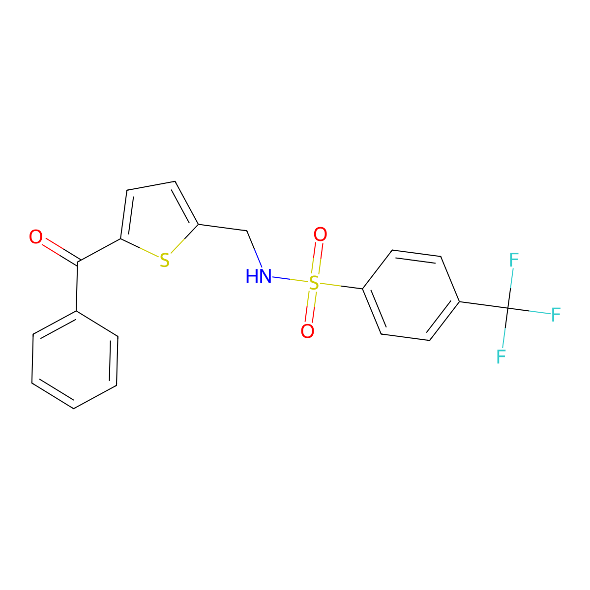 N-((5-benzoylthiophen-2-yl)methyl)-4-(trifluoromethyl)benzenesulfonamide molecular structure, CAS 1797078-66-0