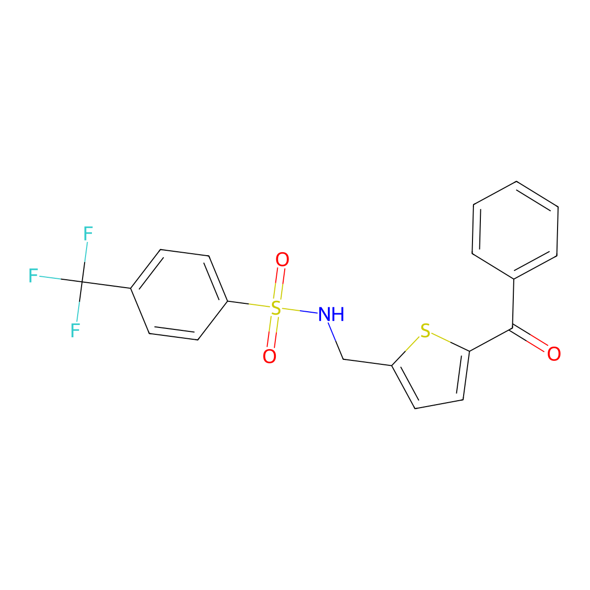 N-((5-benzoylthiophen-2-yl)methyl)-4-(trifluoromethyl)benzenesulfonamide molecular structure, CAS 1797078-66-0