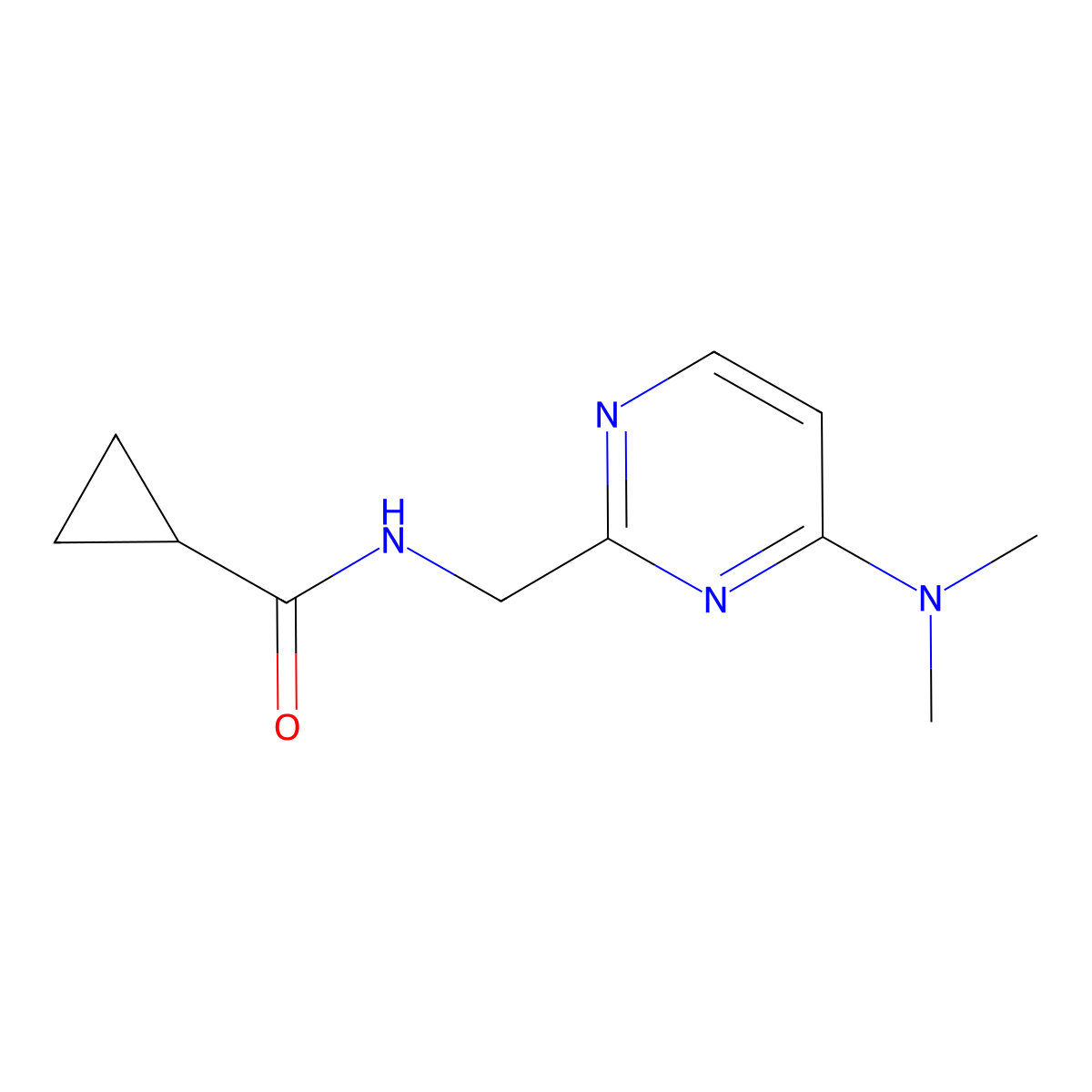 N-{[4-(dimethylamino)pyrimidin-2-yl]methyl}cyclopropanecarboxamide molecular structure, CAS 1797078-75-1