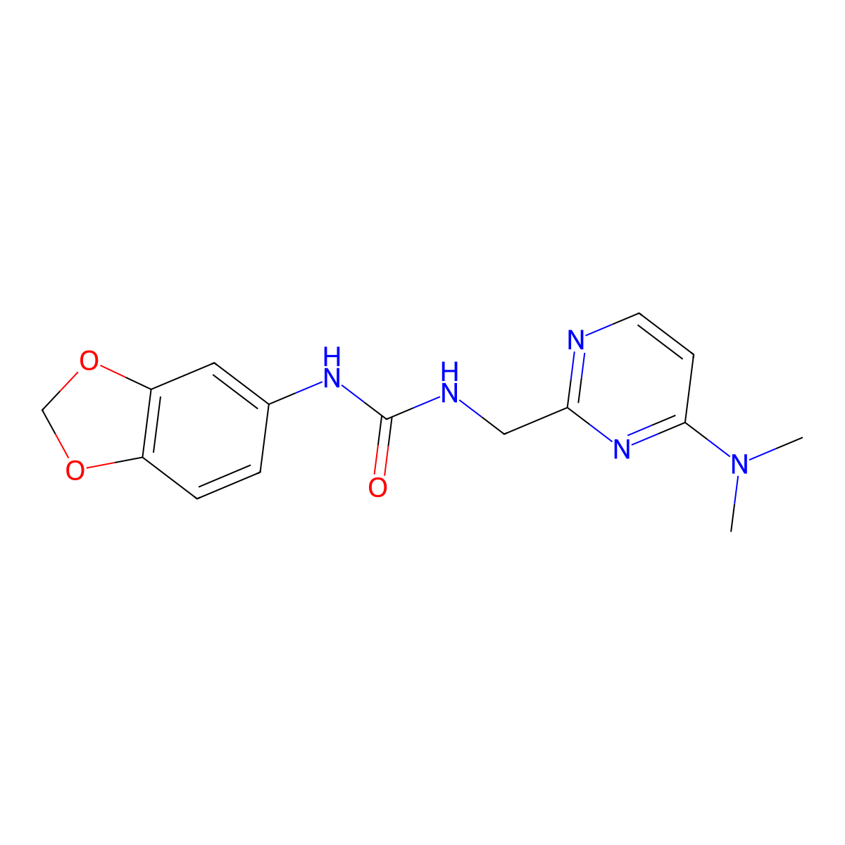 1-(Benzo[d][1,3]dioxol-5-yl)-3-((4-(dimethylamino)pyrimidin-2-yl)methyl)urea molecular structure, CAS 1797078-83-1