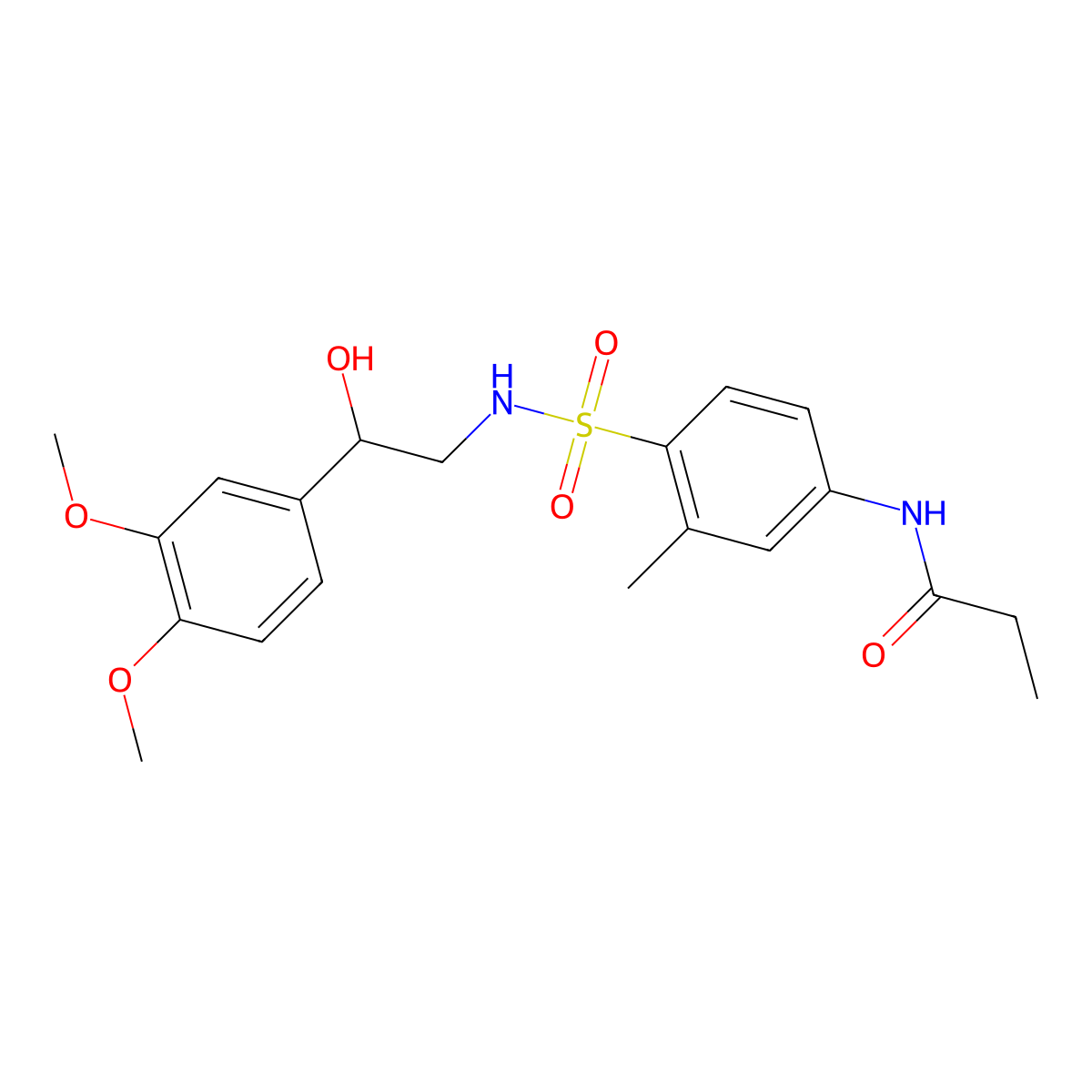 N-(4-(N-(2-(3,4-dimethoxyphenyl)-2-hydroxyethyl)sulfamoyl)-3-methylphenyl)propionamide molecular structure, CAS 1797079-04-9